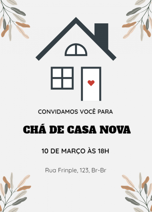 Convite chá casa nova, minimalista