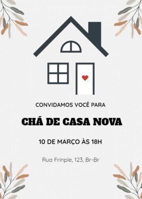 Convite chá casa nova, minimalista
