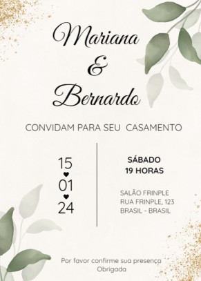  Convite Casamento gratuito folhas e areia