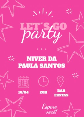 Convite Fundo rosa, estrelas, icons