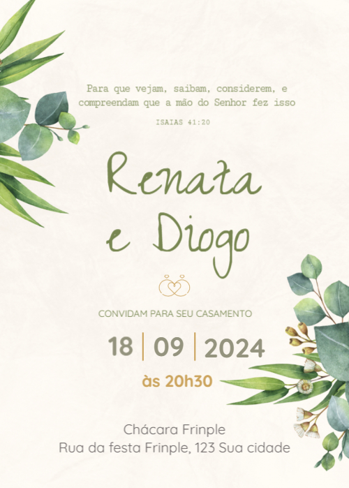 de casamento com folhas de eucalipto
