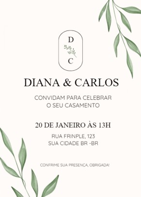  Convite Folhas verdes, iniciais