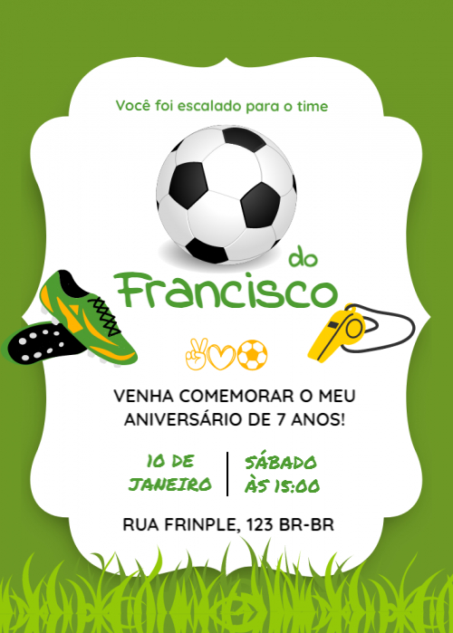 Convite Bola, chuteiras, apito