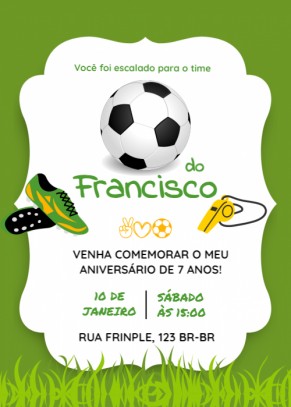 Convite Bola, chuteiras, apito