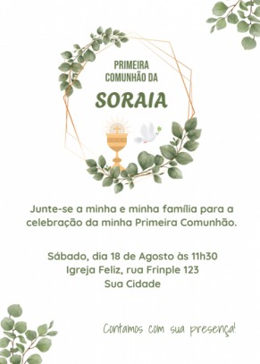 Convite batizado grátis, primeira comunhão
