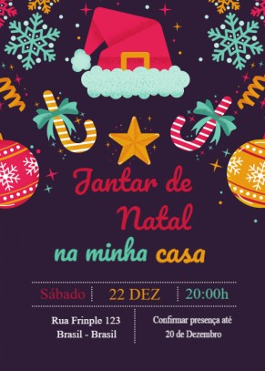  Convite Natal com gorro e bolas