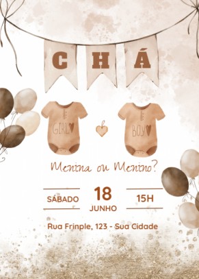 Convite chá revelação com bodies