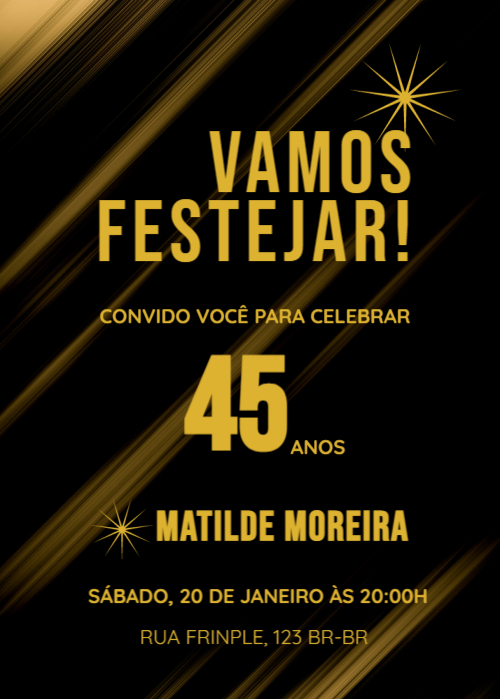  Convite Fundo preto, estrelas