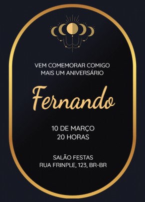  Convite Fundo Preto, linha dourada, icon superior
