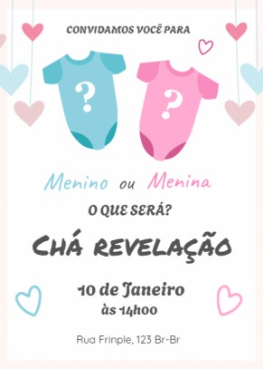  Convite Chá revelação, roupinha com ?