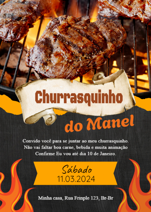  Convite churrasco Carne na brasa