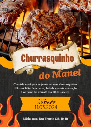  Convite churrasco Carne na brasa