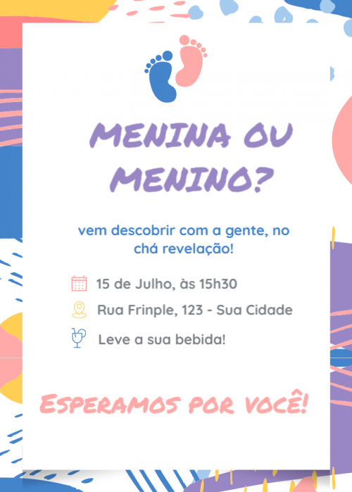 Convite chá revelação moderno