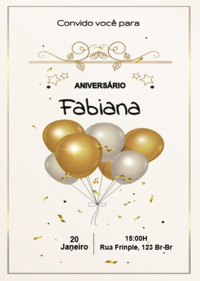 Convite aniversário, balões