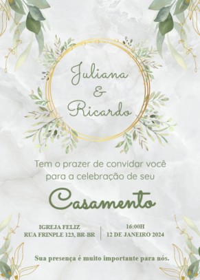  Convite casamento gratuito  Flores com aro dourado