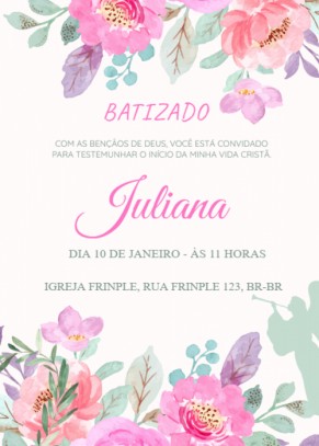  Convite Flores coloridas com anjo