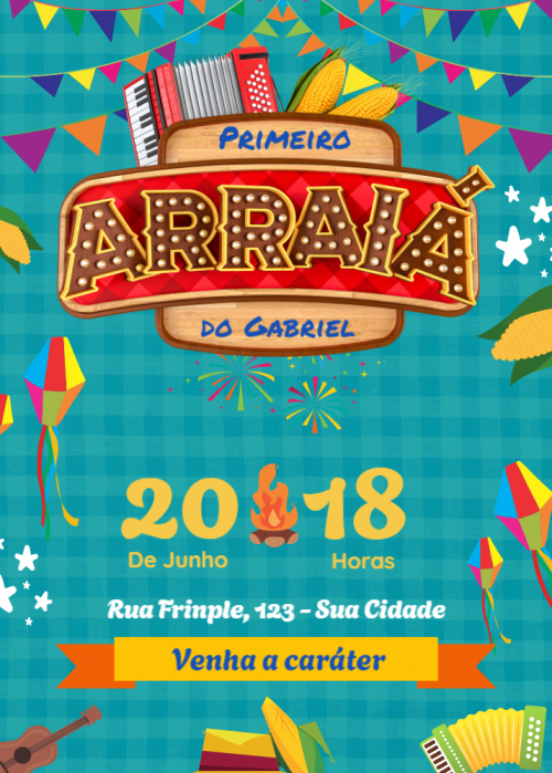 Convite festa junina, arraiá