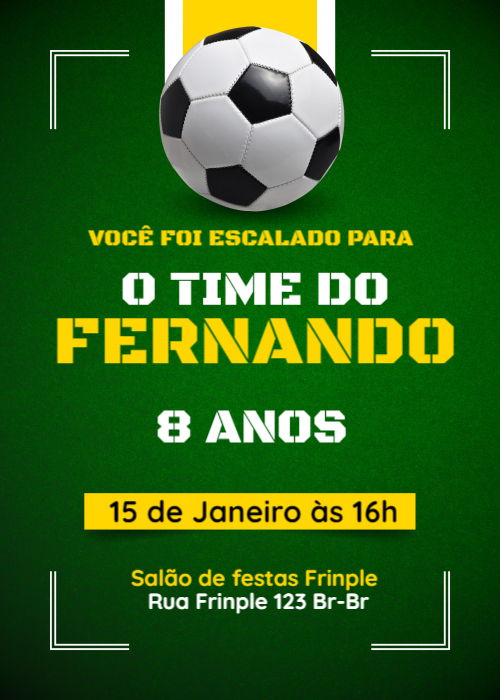  Convite aniversário Futebol bola