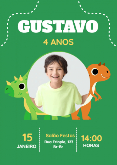 Convite Dinossauros com foto