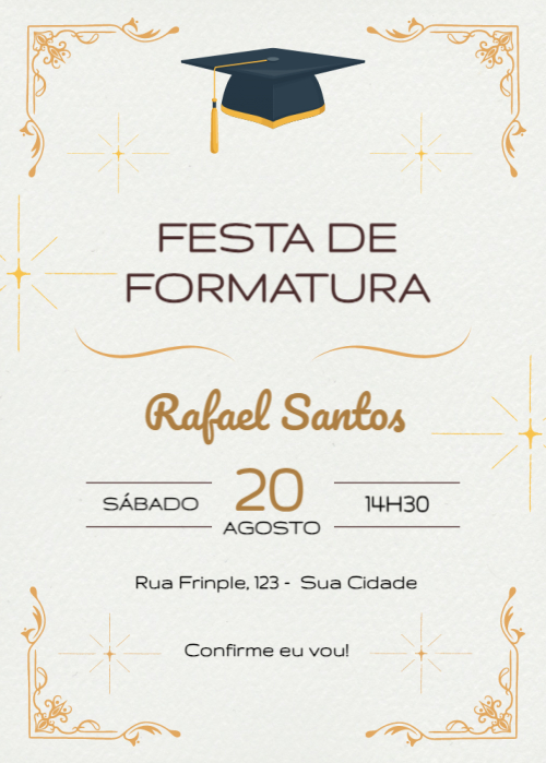 Convite festa de formatura grátis