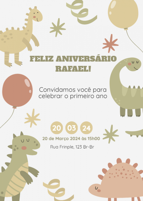 Convite Dinossauro, balão