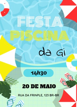  Convite Festa piscina, chapéu, boia