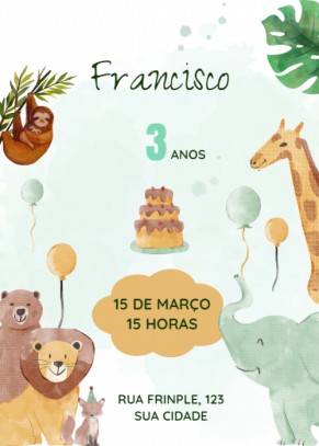 Convite infantil Selva, desenho