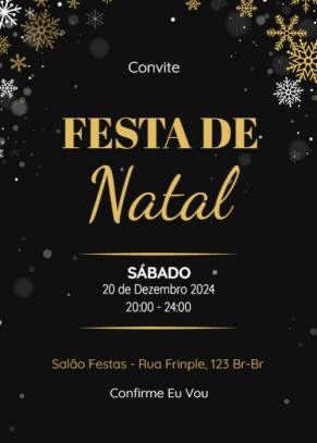  Convite Festa, fundo preto, flocos de neve