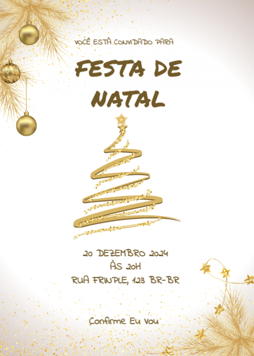 Convite Árvore natal dourada