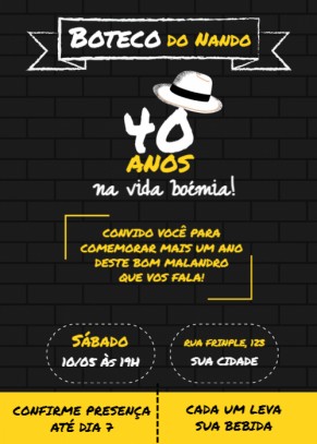 Convite festa Boteco