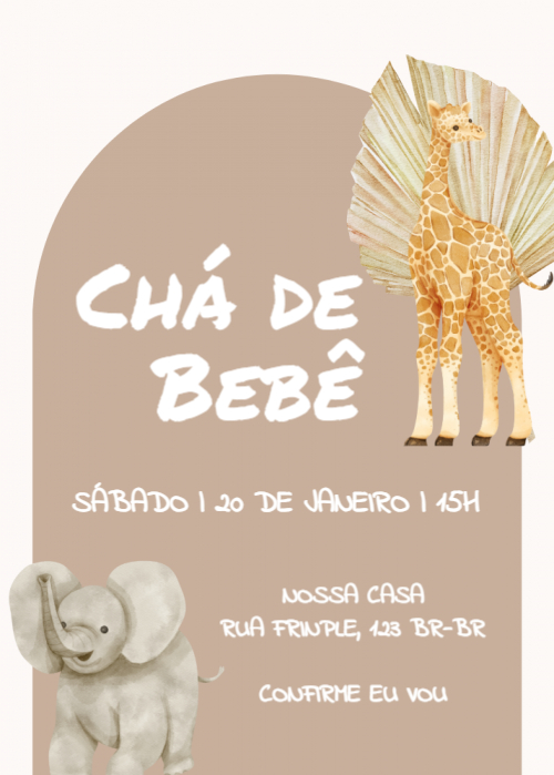  Convite Elefante, girafa