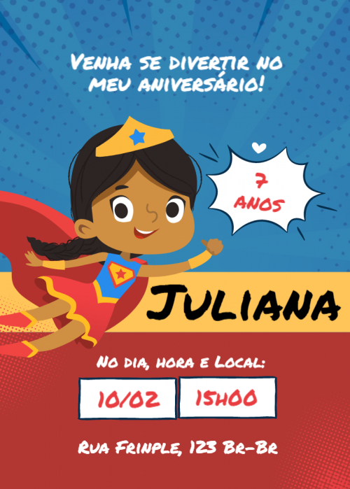  Convite Super mulher criança