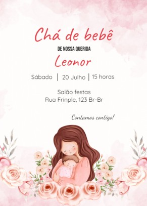Convite chá de bebê grátis tons rosa