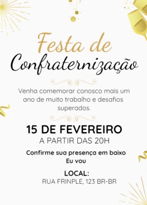  Convite Fundo Branco, dourado, copo