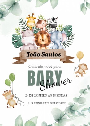  Convite Animais da selva criança
