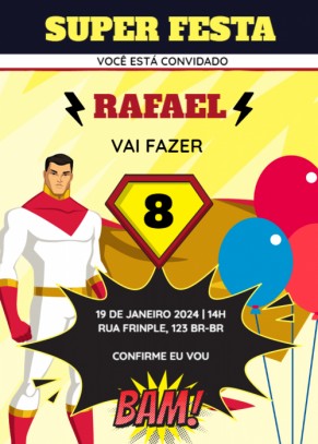  Convite Super homem com boneco