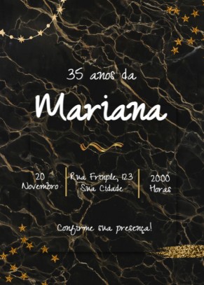 Convite Aniversário, fundo escuro com detalhes