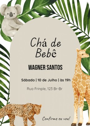Convite chá de bebê grátis animais fofinhos