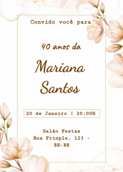 Convite aniversário, Flores