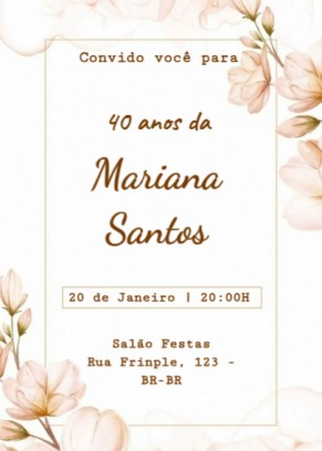 Convite aniversário, Flores