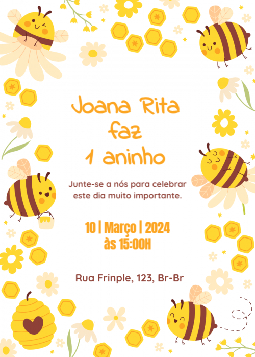 Convite infantil Abelha fofinha