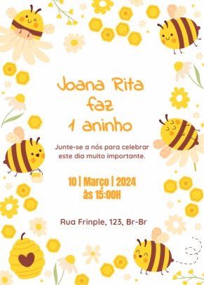 Convite infantil Abelha fofinha