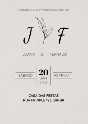  Convite Fundo cinza, ramo com folha