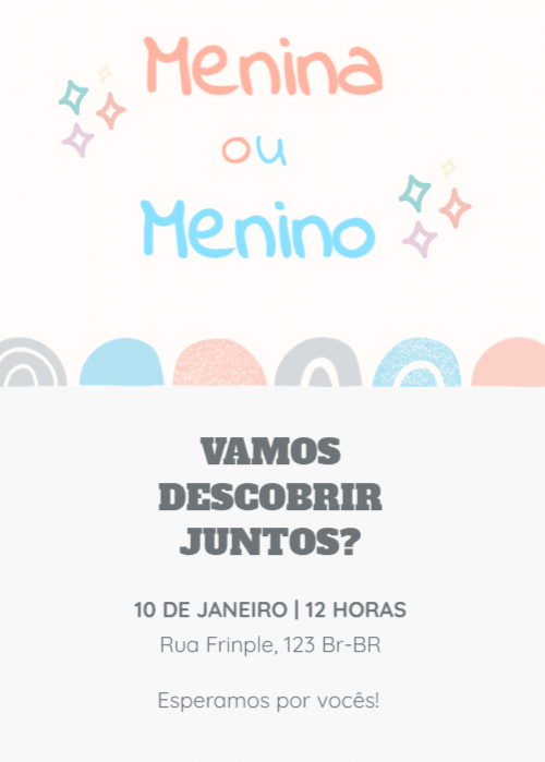  Convite Chá revelação, minimalista, azul, salmão