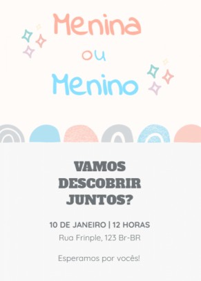  Convite Chá revelação, minimalista, azul, salmão