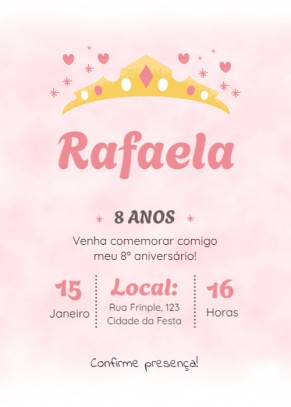 Convite aniversário grátis criança princesa