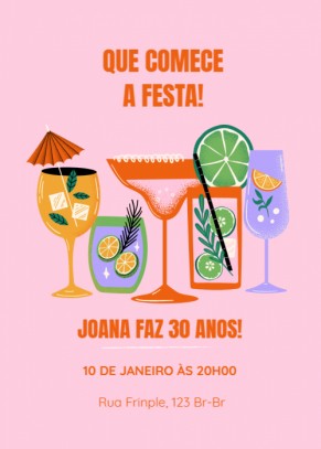  Convite Fundo rosa, bebidas