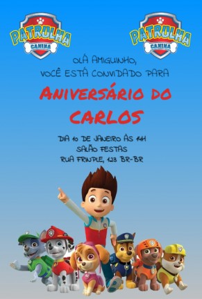  Convite Patrulha canina, bando