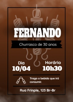  Convite Churrasco, espetada