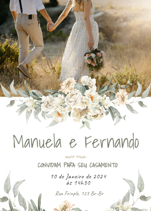  Convite Fotografia de fundo não editável, floral, simples